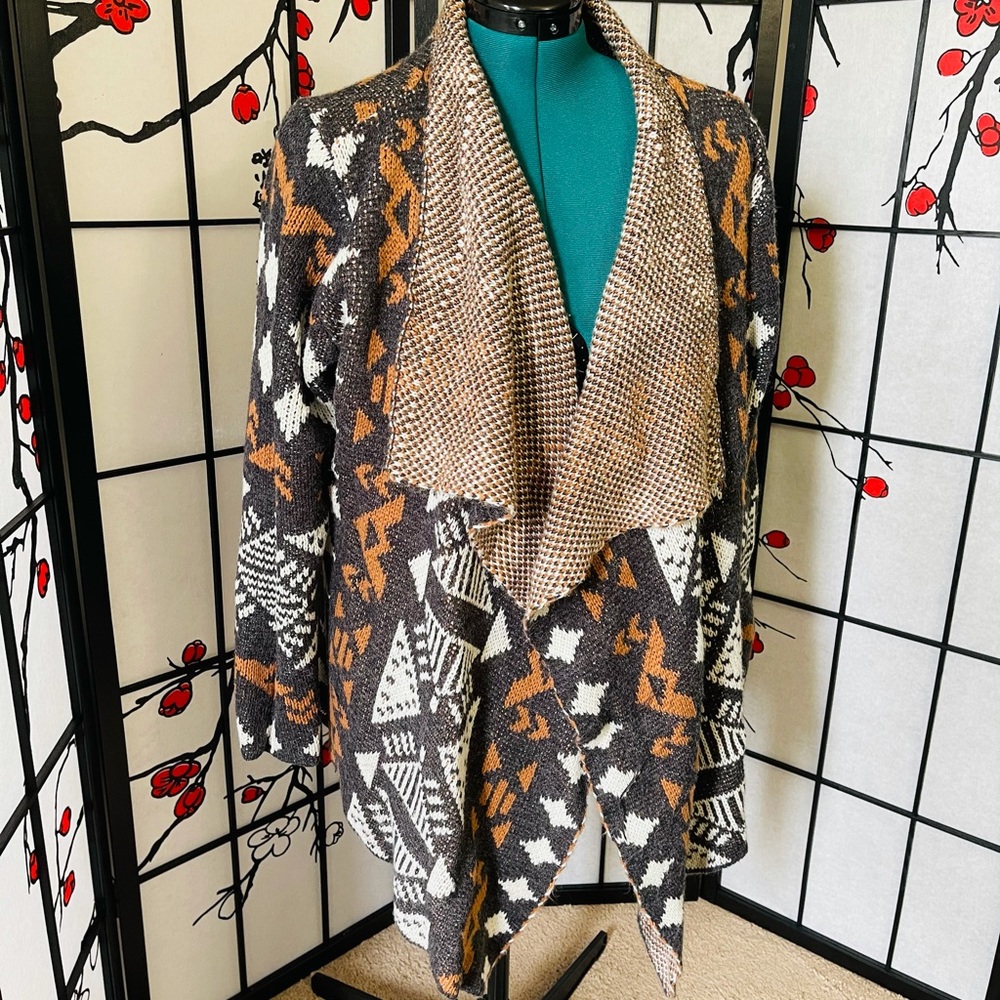 Shawl multi print cardigan